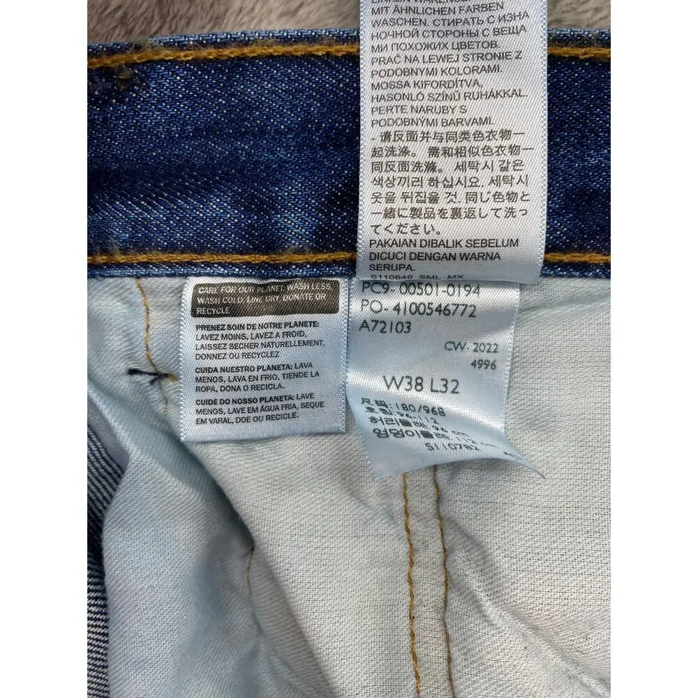 Levi's 501 Original Fit Jeans Men's 38x32 Dark Wash Button Fly Straight Denim